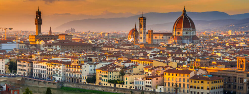 Sunset view of Florence and Duomo. Italy