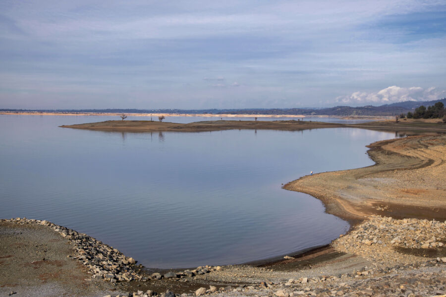 Sky, Lake, and Shoreline Along Lake Folsom California