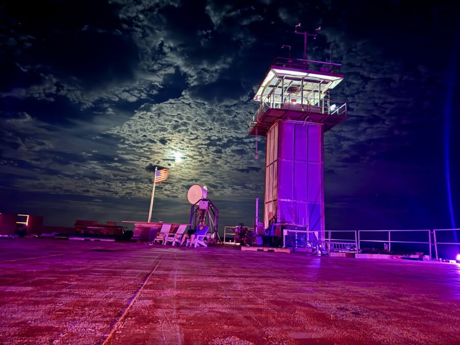 Frying Pan Tower at night in North Carolina Coast, USA