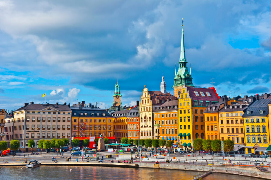 Scenic view of Gamla Stan in Stockholm, featuring colorful buildings and charming streets in the heart of Sweden's capital