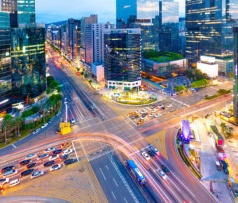 Traffic Seoul City at Gangnam district South Korea