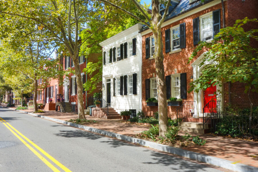 Scenic view of a historic Georgetown street in Washington D.C.  