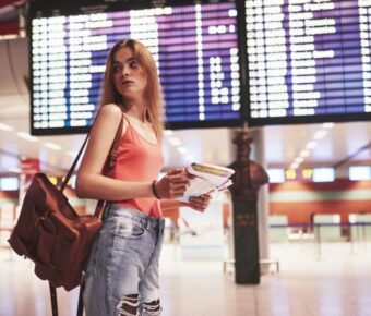 Woman at the arrival area of airport