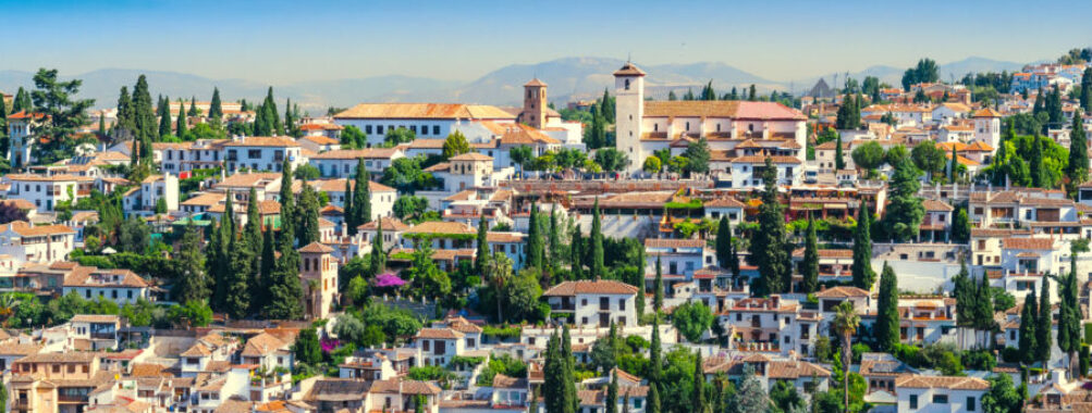 Scenic view of the historic Albayzín neighborhood in Granada, Spain, showcasing its charming Arabic architecture and narrow streets