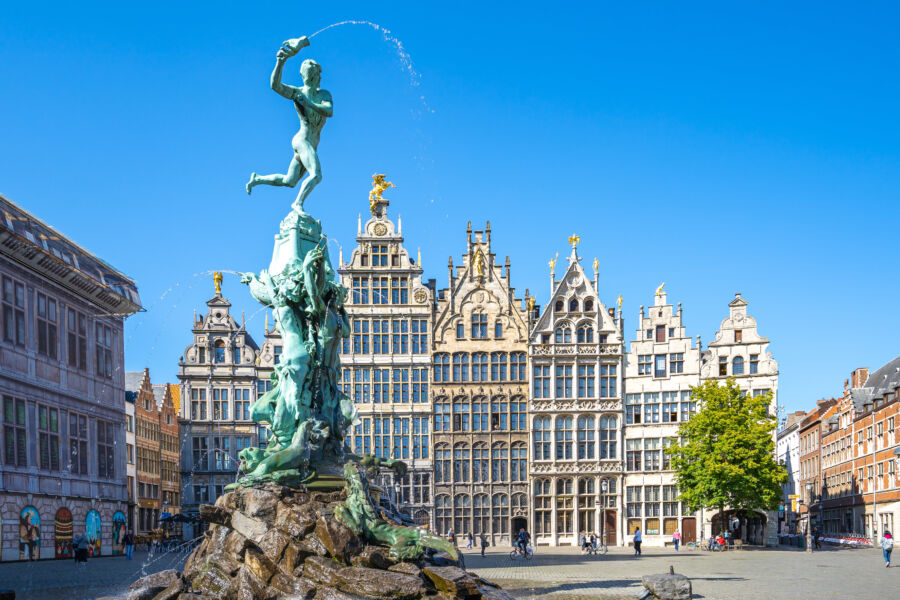 The Grote Markt in Antwerp, Belgium, showcasing historic architecture and vibrant atmosphere in a bustling square