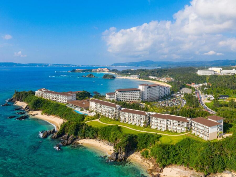 Aerial view of the Halekulani Okinawa in Japan