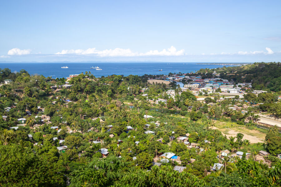 Scenic vista of Chinatown and Iron Bottom Sound from Skyline Ridge, highlighting the natural beauty of Honiara, Solomon Islands