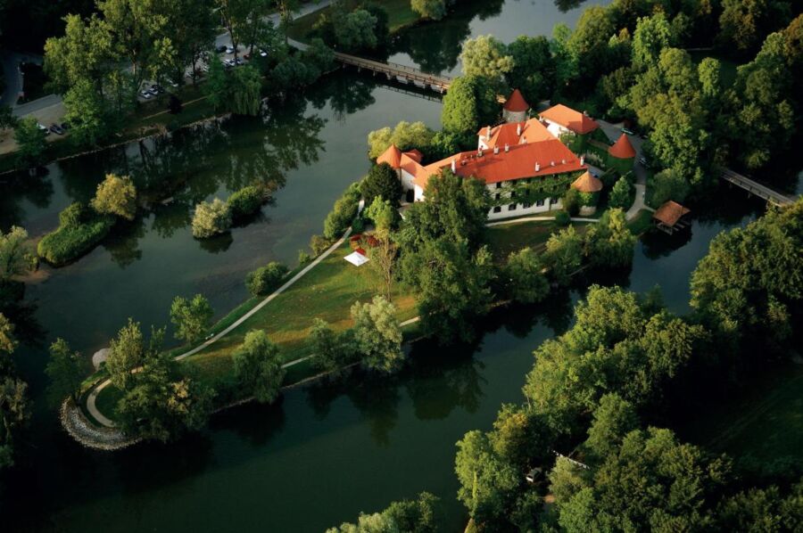 Aerial view of the Hotel Grad Otočec in Slovenia