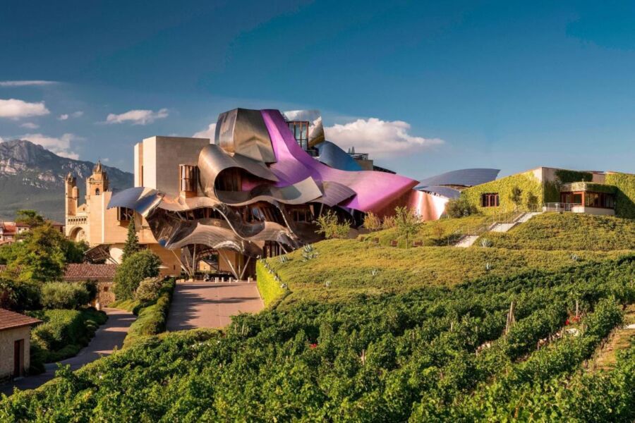 Beautiful architecture of the Hotel Marqués de Riscal, a Luxury Collection Hotel, Elciego