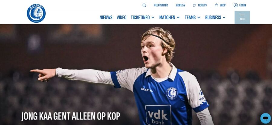 Official KAA Ghent website featuring team updates, match schedules, and club information for fans and visitors.