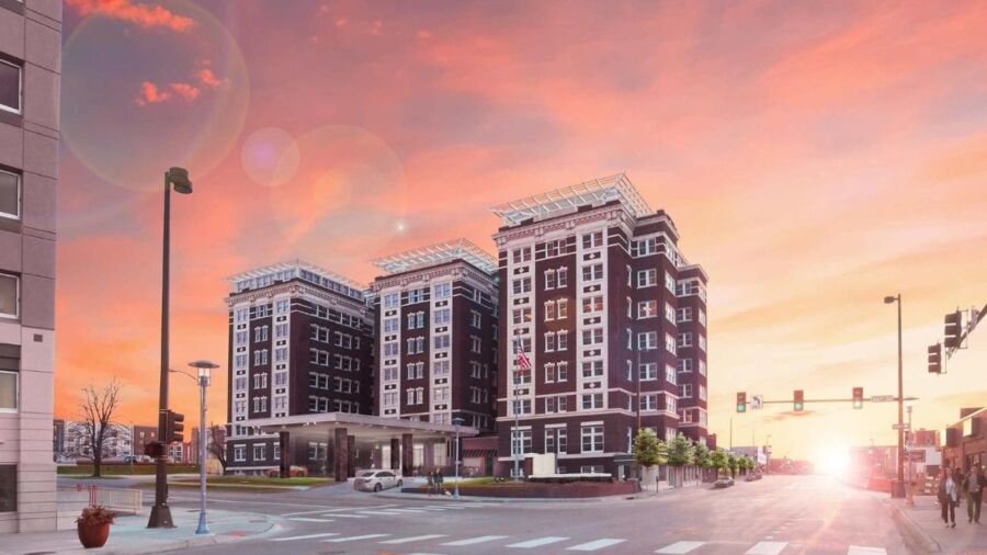 Building exterior of the Kimpton Cottonwood Hotel, Omaha