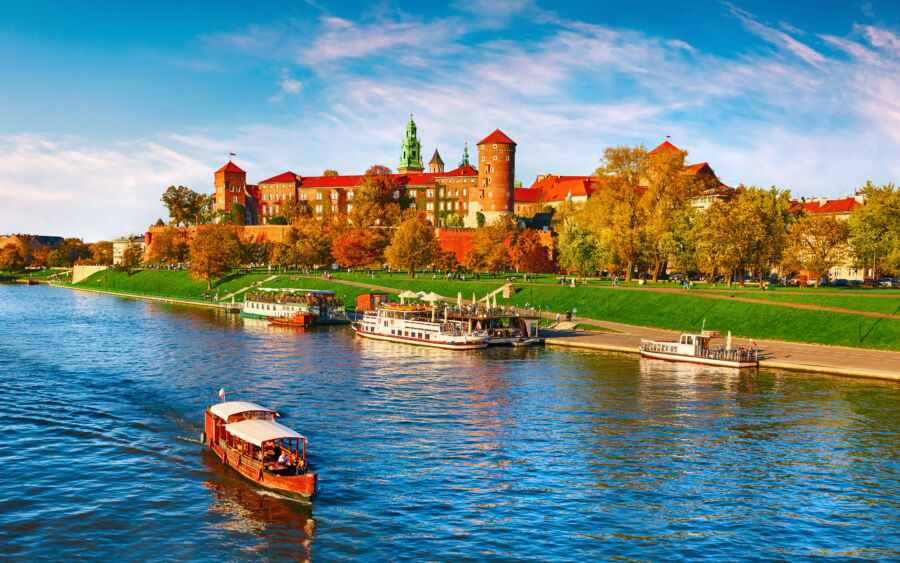 Wawel castle famous landmark in Krakow Poland. Picturesque