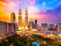 Kuala lumpur city skyline at dusk, Kuala lumpur Malaysia.