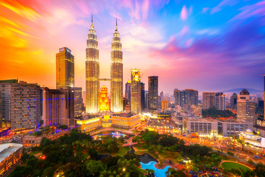 Kuala lumpur city skyline at dusk, Kuala lumpur Malaysia.