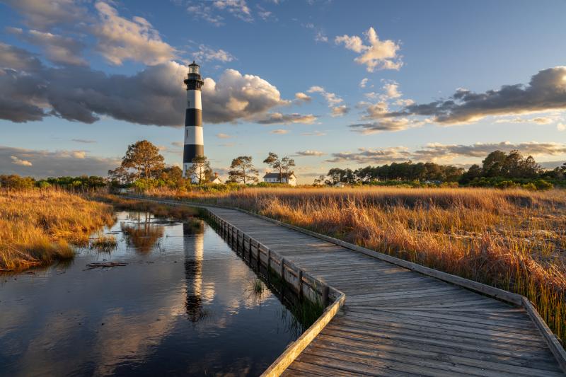 The Bodie Island Light Station in the Outer Banks of North Carolina