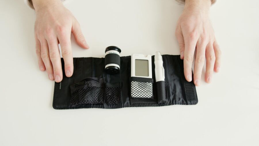 Glucometer on Black Pouch