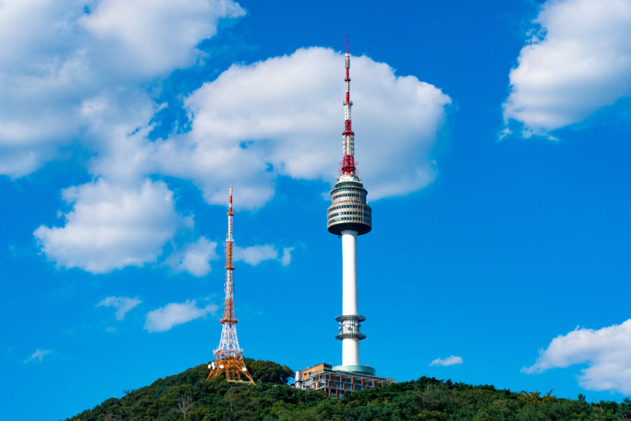 The iconic N Seoul Tower overlooks the stunning skyline of Seoul, blending nature and urban life in South Korea