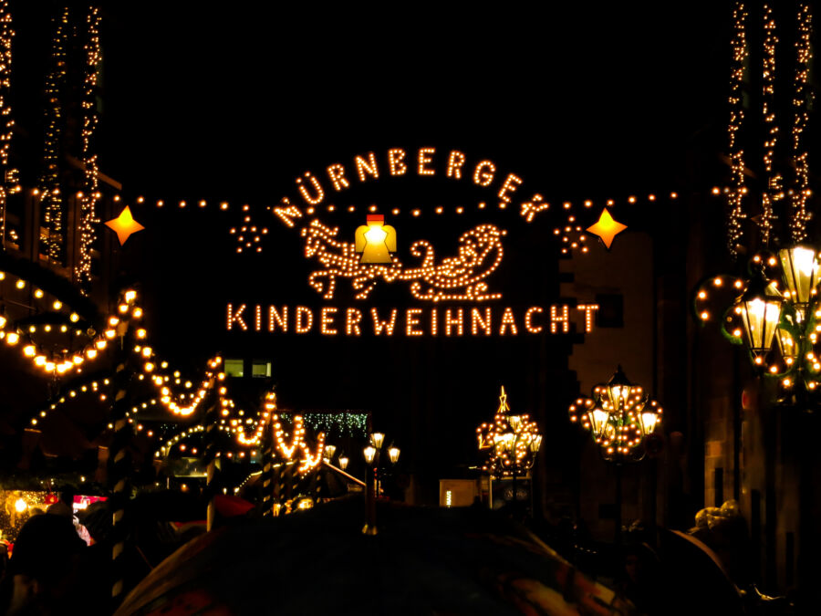 Festive entrance sign for the Nuremberg Christmas Market