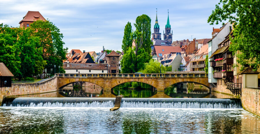 Historic view of Nuremberg's old town, showcasing its iconic buildings and rich architectural heritage