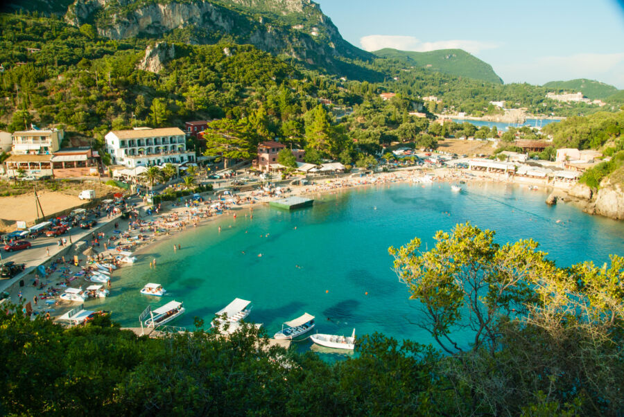 Picturesque landscape of Paleokastritsa Bay in Corfu Island, Greece