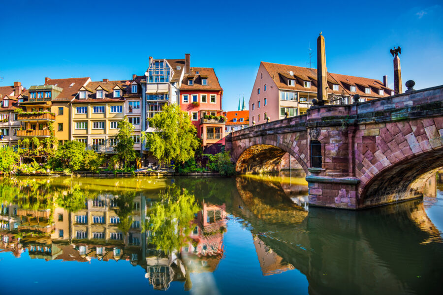 Scenic view of Nuremberg's Old City along the Pegnitz River