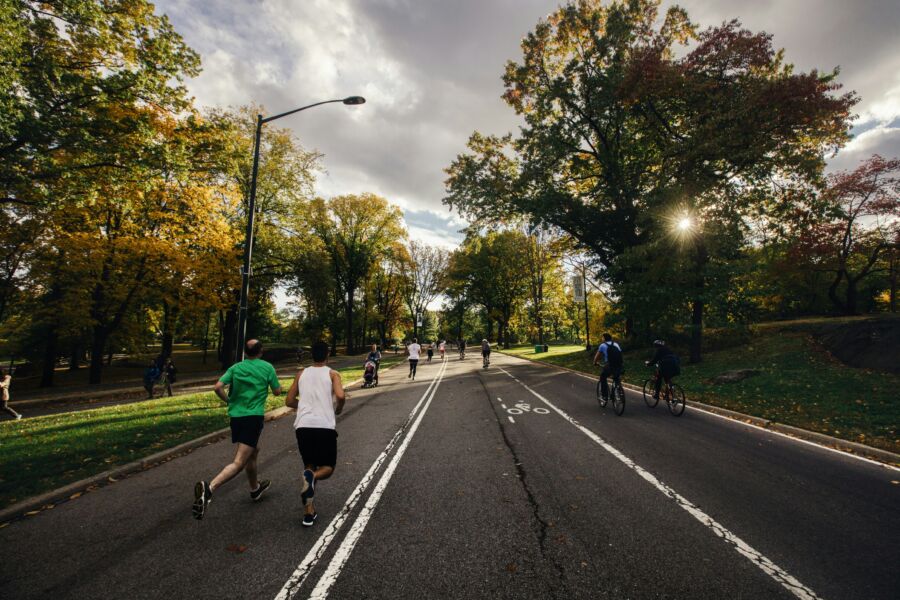 People on the run in the morning