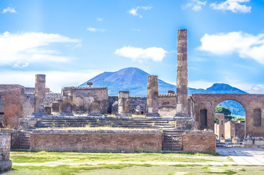 Ancient ruins of Pompeii, Italy, showcasing well-preserved structures and ruins