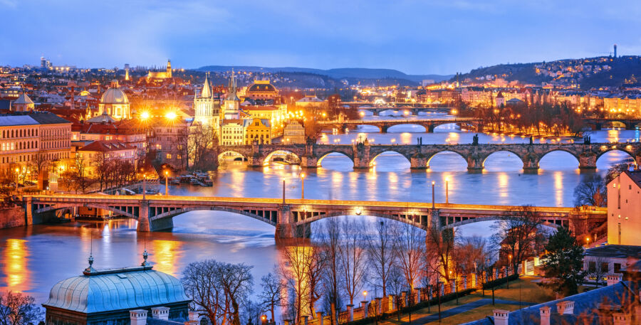 Classic view of Prague at Twilight.