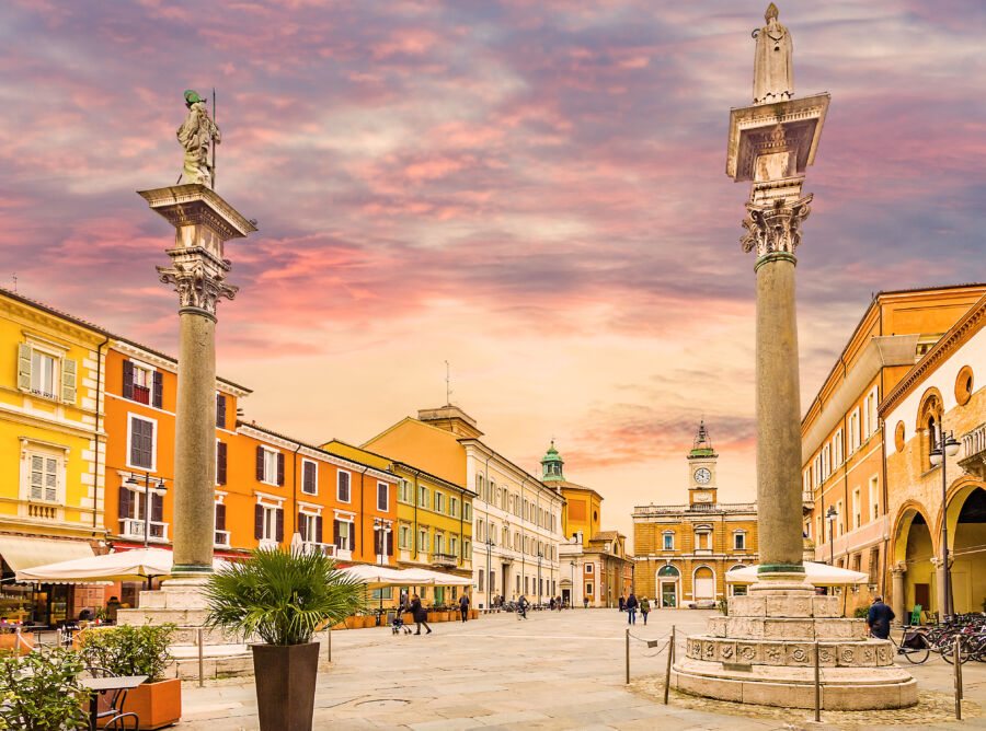 main square in Ravenna in Italy