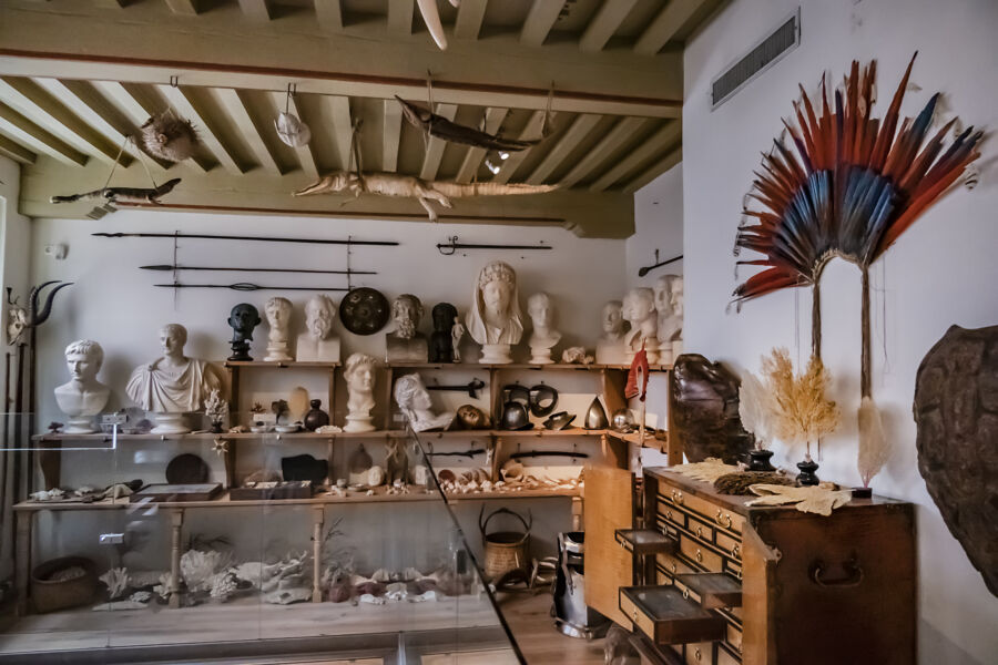 Interior view of the Rembrandt House Museum in Amsterdam, showcasing exhibits and historical decor from Rembrandt's era