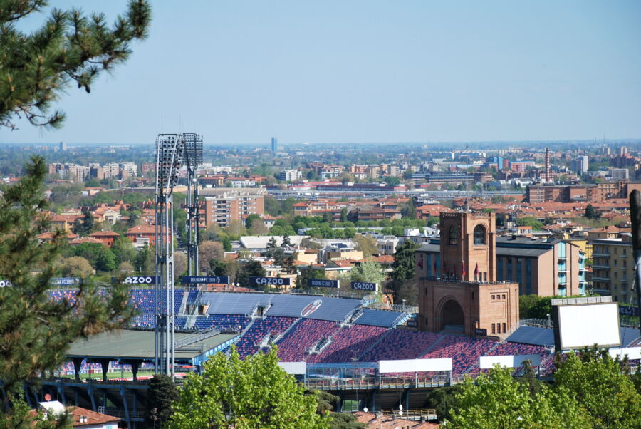 The iconic Renato Dall'Ara Stadium in Bologna, celebrated for its rich history and lively sporting events