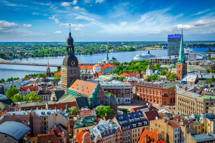 View of Riga center from St. Peter's Church, Riga, Latvia