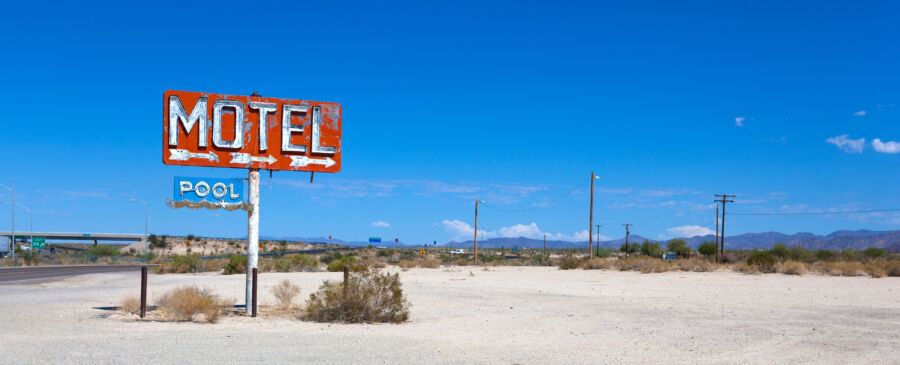 Abadoned, vintage motel sign on route 66