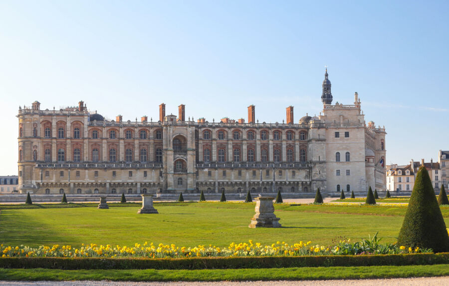 Exterior view of Saint-Germain-en-Laye castle, a historic fortified hunting lodge located 13 miles west of Paris, France