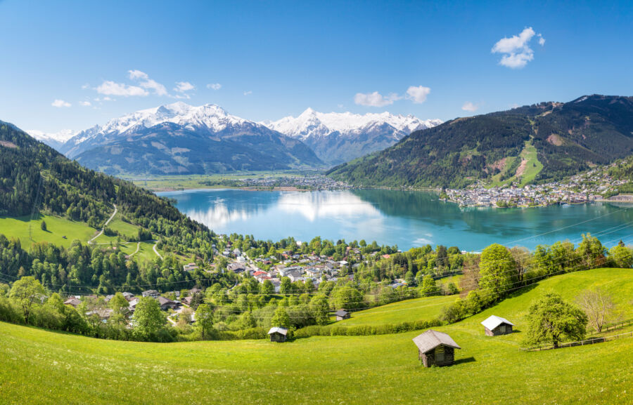 Scenic summer view of Zell am See, showcasing the lush landscape and mountains of Salzburg, Austria