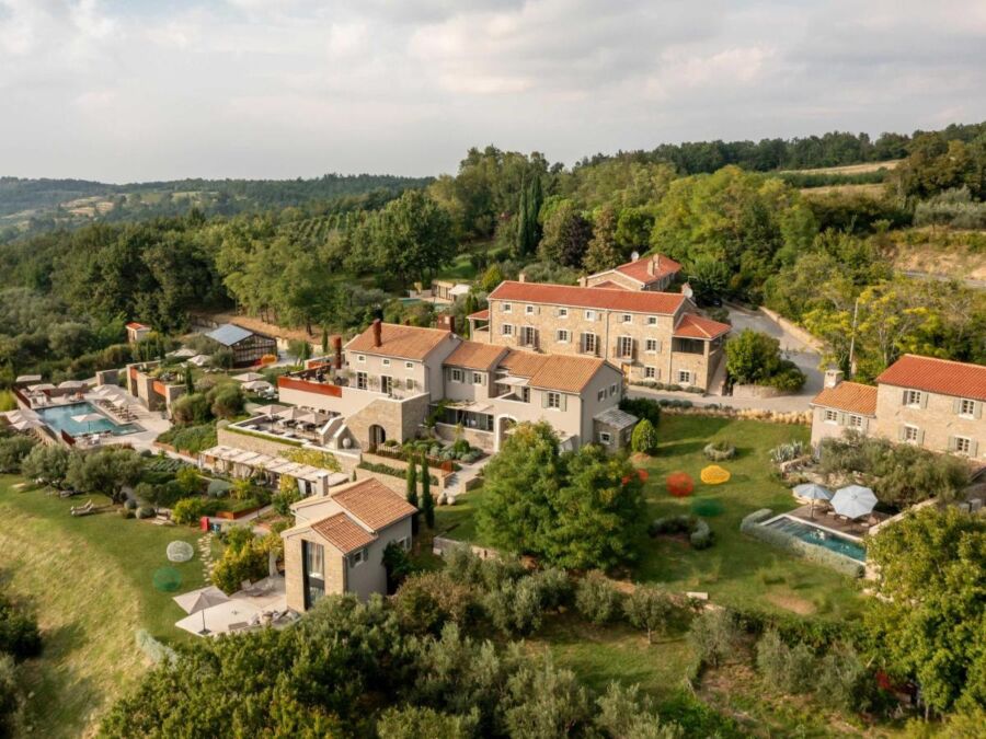 Aerial view of the San Canzian Hotel & Residences in Mužolini Donji, Croatia