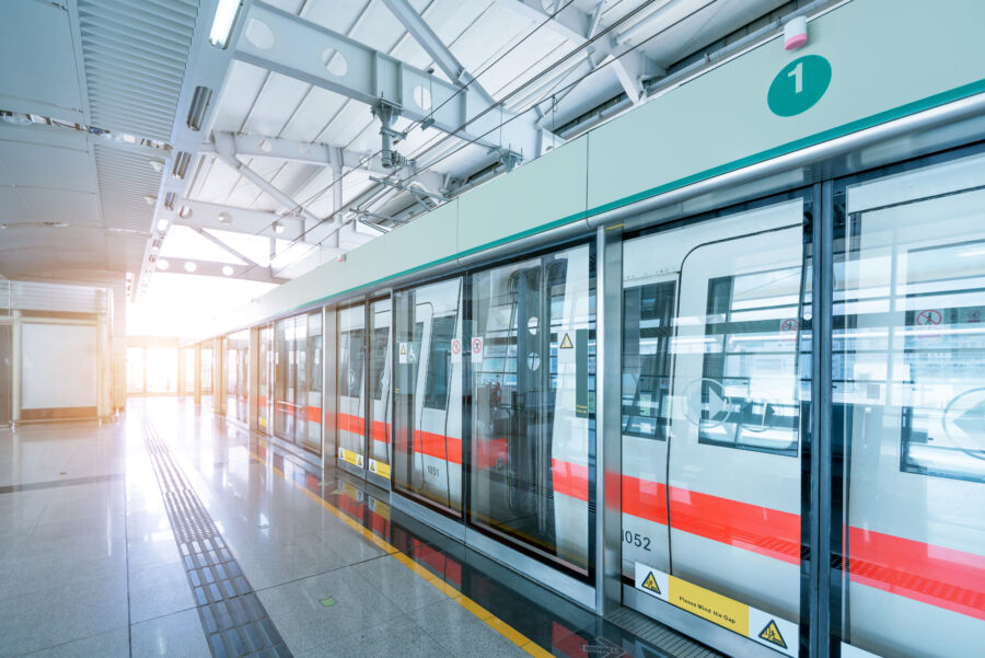 Docked at the site of the Shanghai Metro.