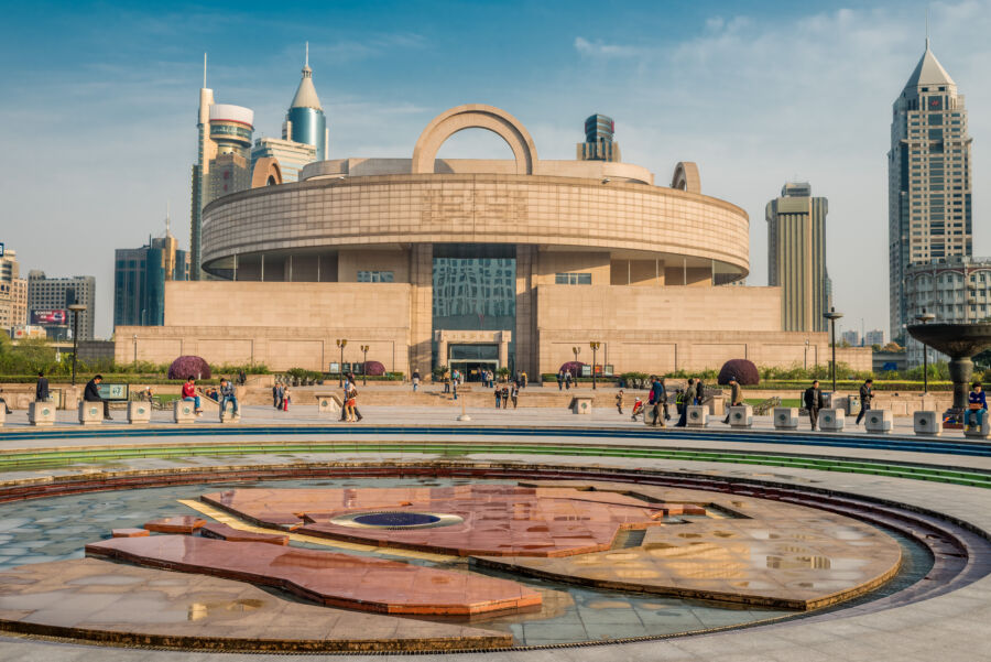 shanghai museum on people square  at the city of Shanghai in China