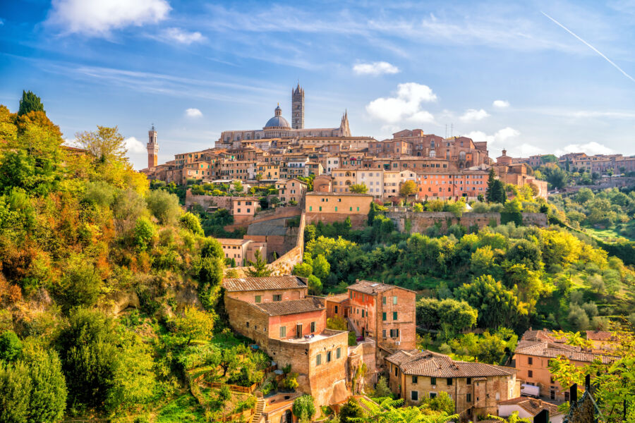 Downtown Siena skyline in Italy