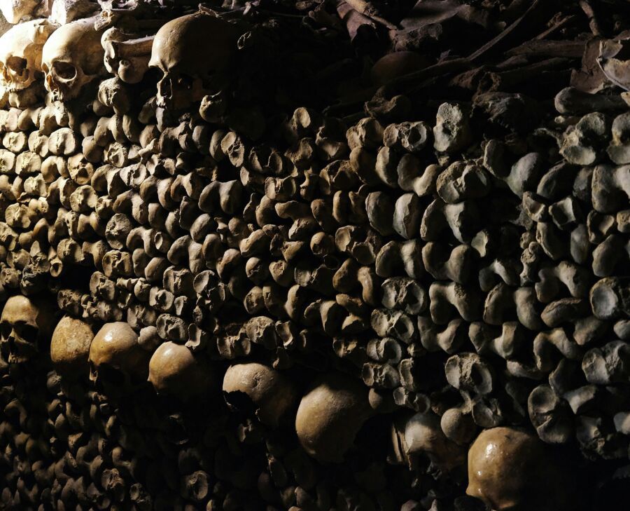 Skulls at the catacombs in Paris