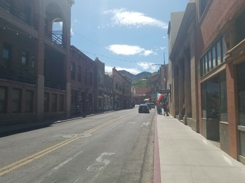 Sunny day on a historic small town street in Brisbee, Arizona