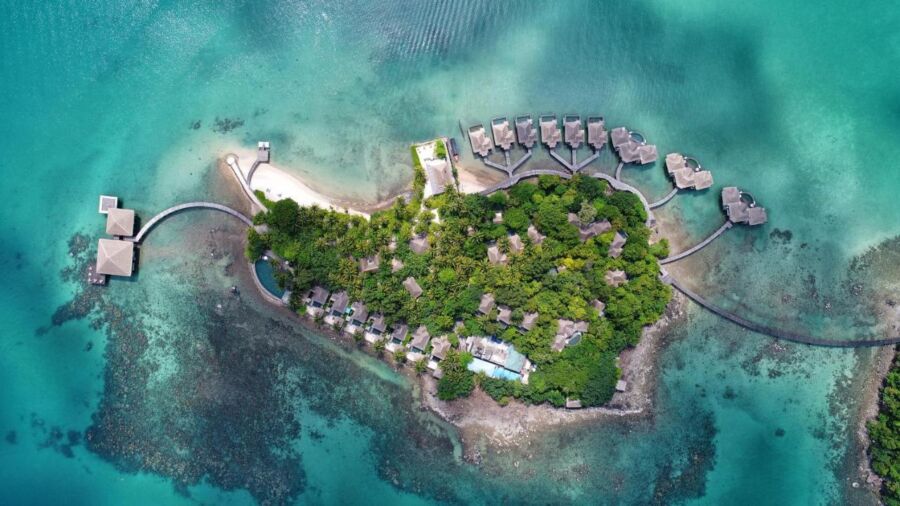 Aerial view of the Song Saa Private Island, Cambodia accommodation