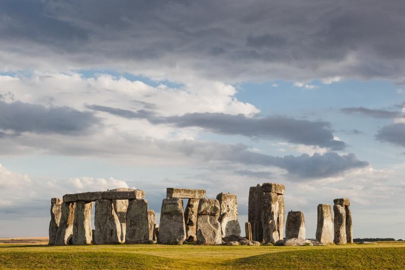 Sunset over the ancient Stonehenge monument 