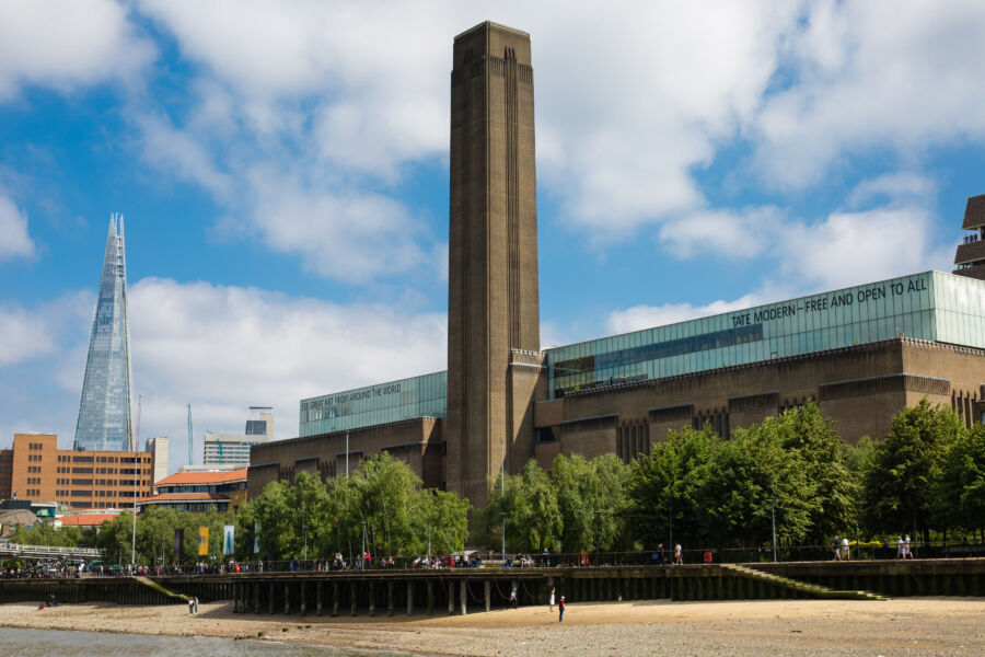 Facade of Tate Modern, a prominent modern art gallery located in London