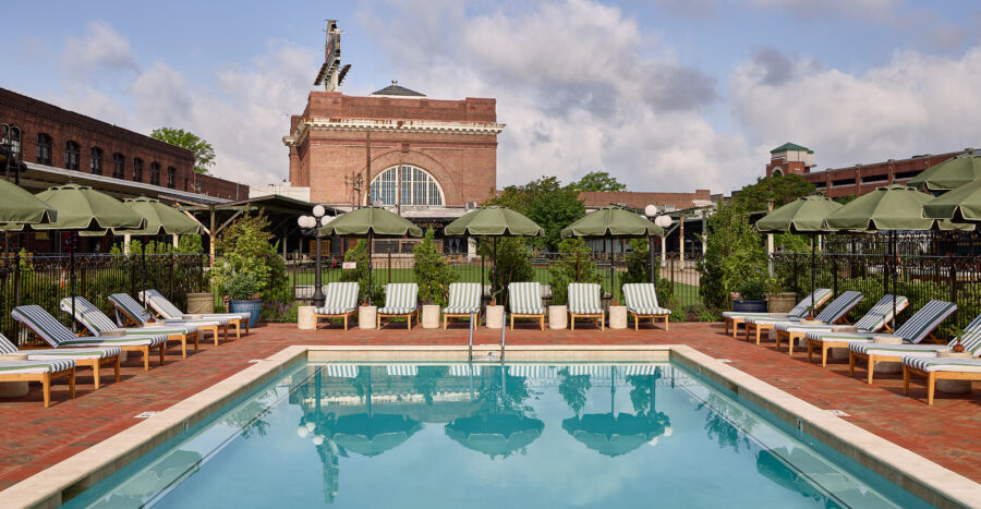 Pool amenity and the accommodation in The Hotel Chalet at The Choo Choo, Chattanooga, USA
