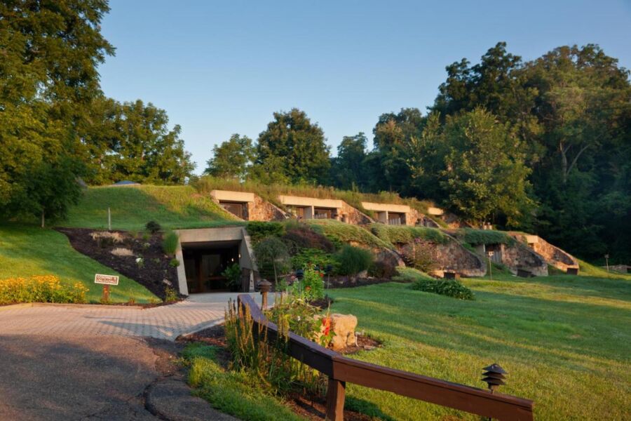 Panoramic view and exterior of the The Inn at Honey Run, Millersburg