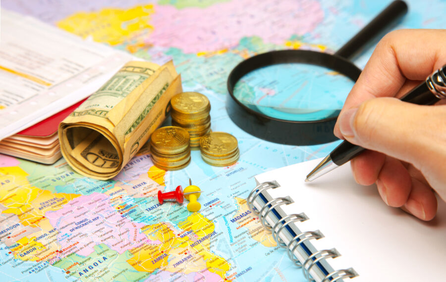 Visual representation of travel budget planning, showcasing various budget travel destinations and financial strategies