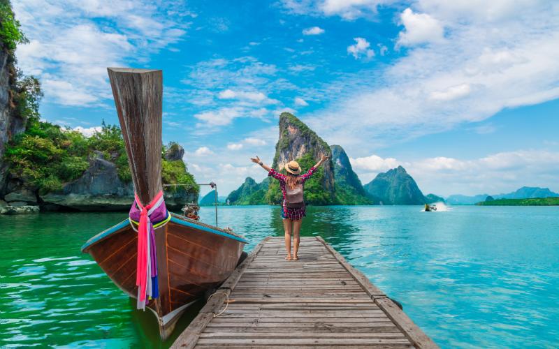 Lady tourist at Phang-Nga bay in Phuket