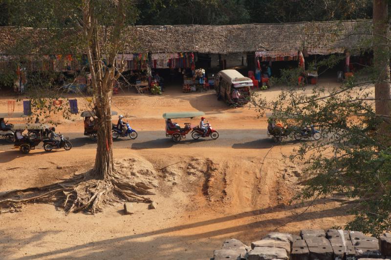 Angkor wat local market with tuk tuk