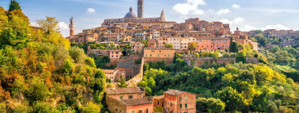 Downtown Siena skyline in Italy